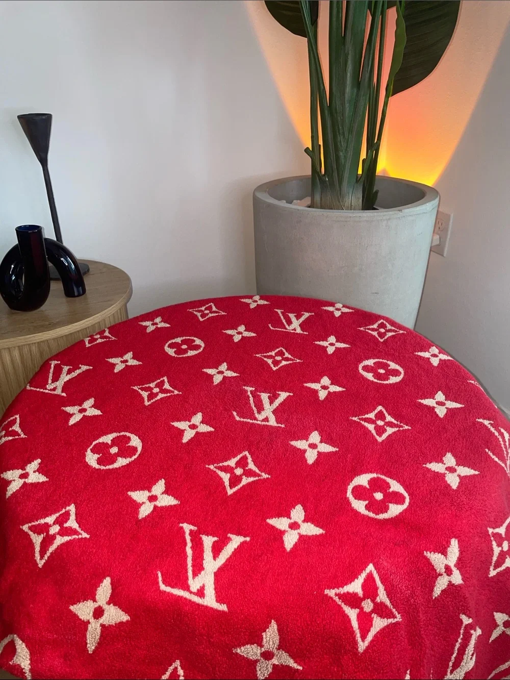 Louis Vuitton Pink and Red Logo Beach Towel - Reversible to Red with Pink Logo